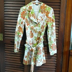 Vintage Floral Belted Jacket Size Medium